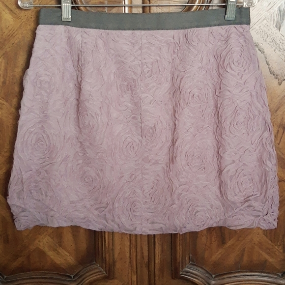 J. Crew Mauve Rosette Netting Mini Bubble Skirt Gray Grosgrain Waistband Size 6 - Picture 3 of 7